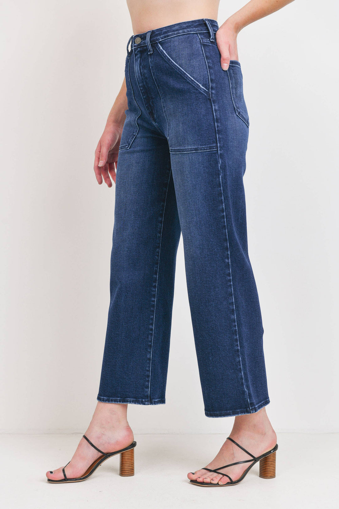 The Drew Cargo Wide Leg -Just Black Denim