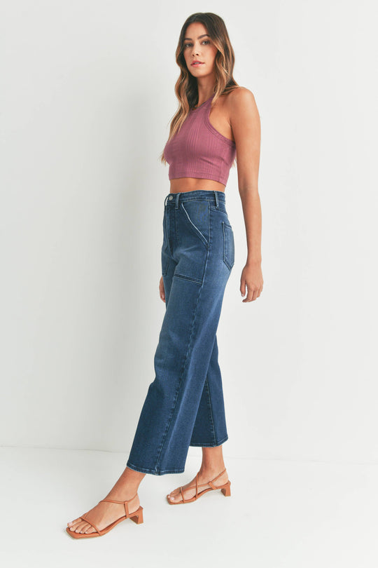 The Drew Cargo Wide Leg -Just Black Denim