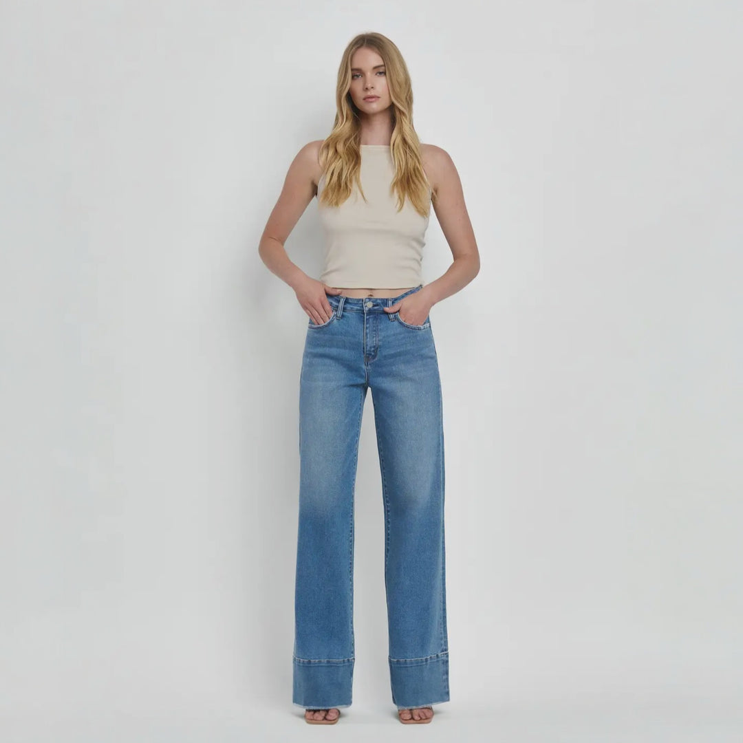 Olivia Wide Leg Raw Hem Jean