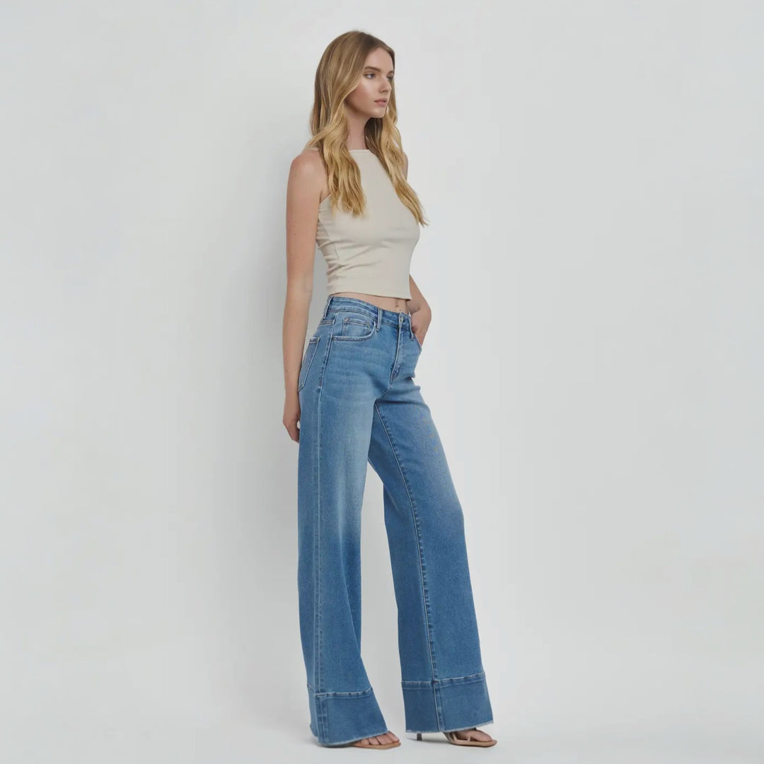 Olivia Wide Leg Raw Hem Jean