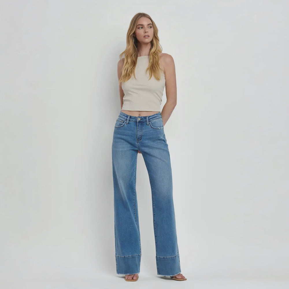 Olivia Wide Leg Raw Hem Jean