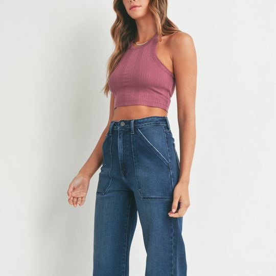 The Drew Cargo Wide Leg -Just Black Denim