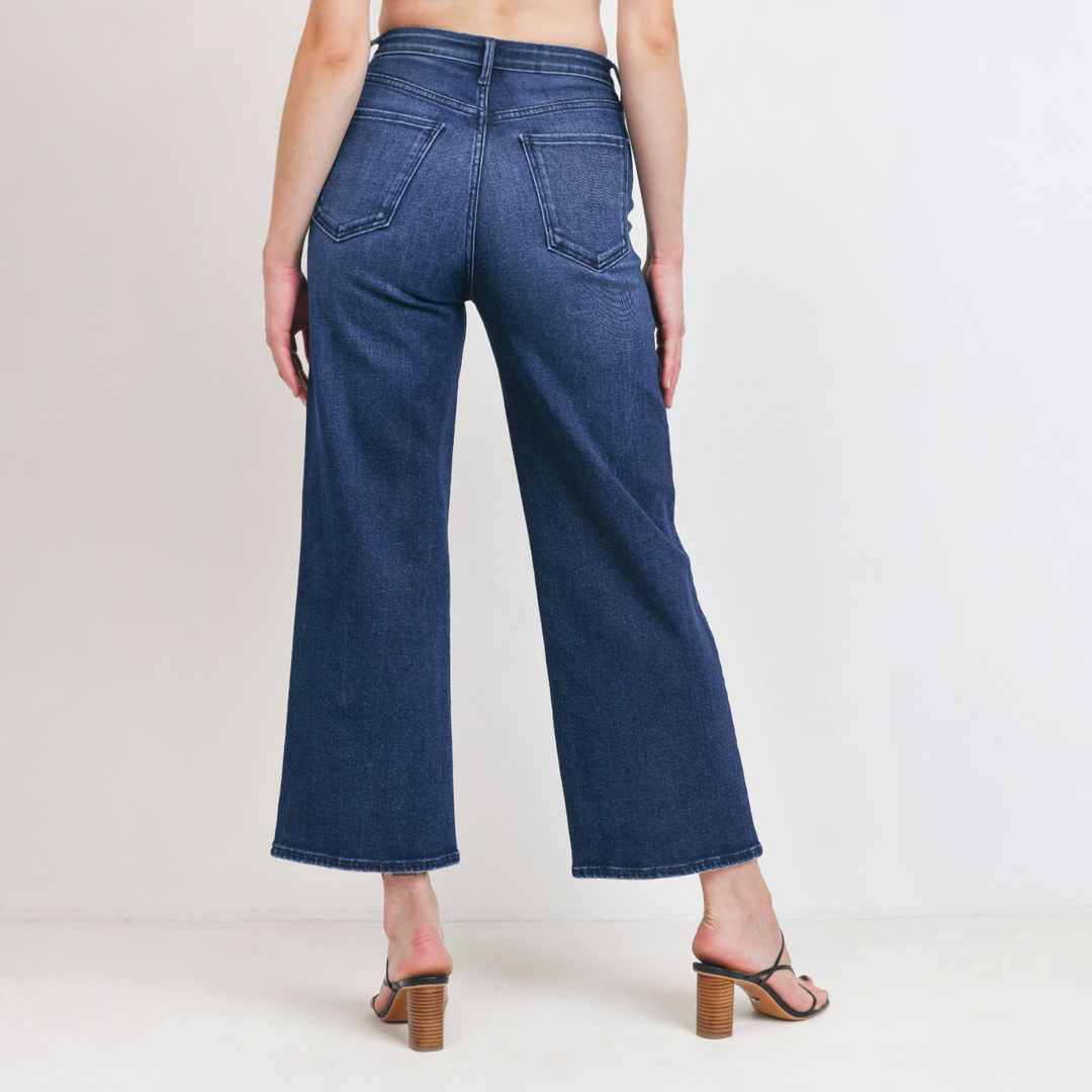 The Drew Cargo Wide Leg -Just Black Denim