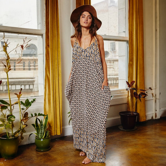 Camille Geometric Print Maxi Dress