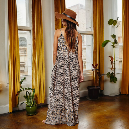 Camille Geometric Print Maxi Dress