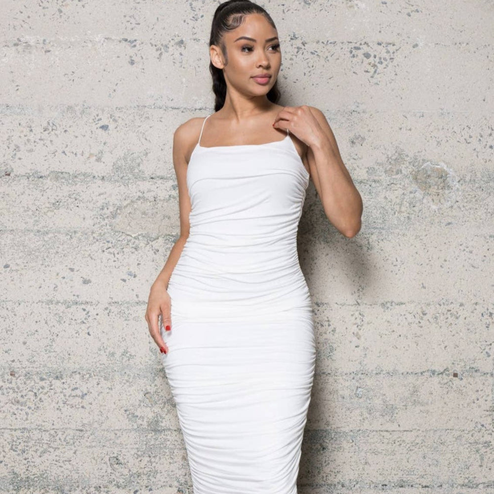 Ruched Midi Bodycon Dress