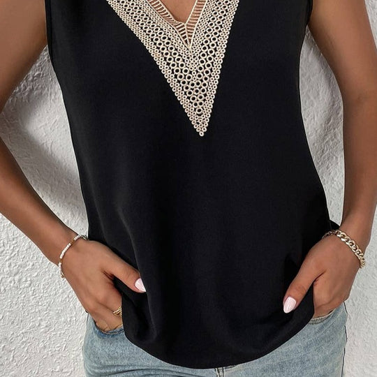 Patchwork Lace Sleeveless Top