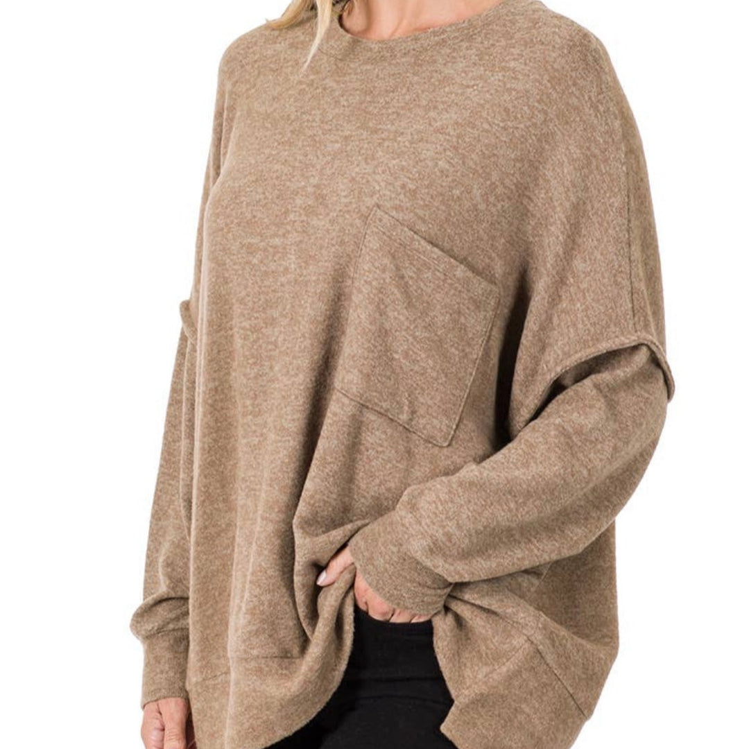 Drop Shoulder Melange Sweater